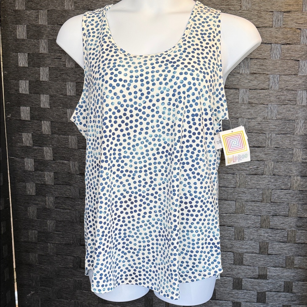 LuLaRoe Blue Polka Dot Tank Top NWT
